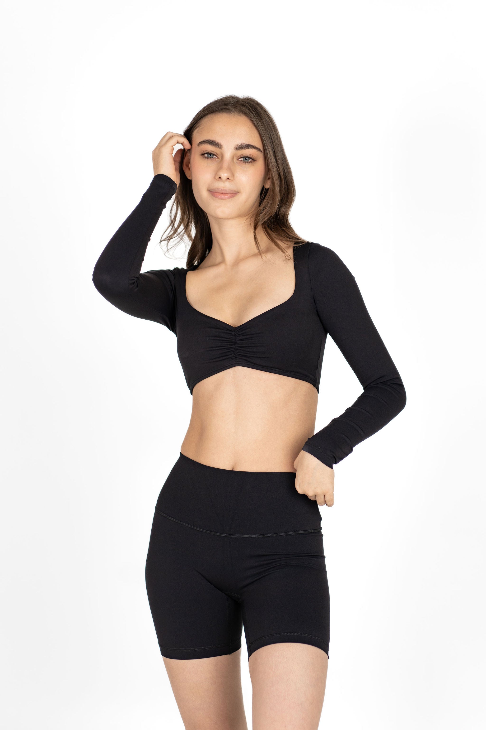 Long Sleeve Sports Bra - Negro